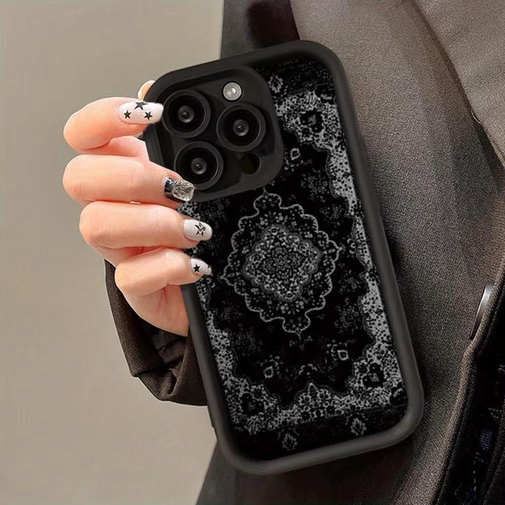 Gorgeous black pattern TPU Phone Case For iPhone 17 Pro Max 16E 15 Pro 14 13 12 11 Mini AIR XS XR XS 8Plus anti drop and shockpr