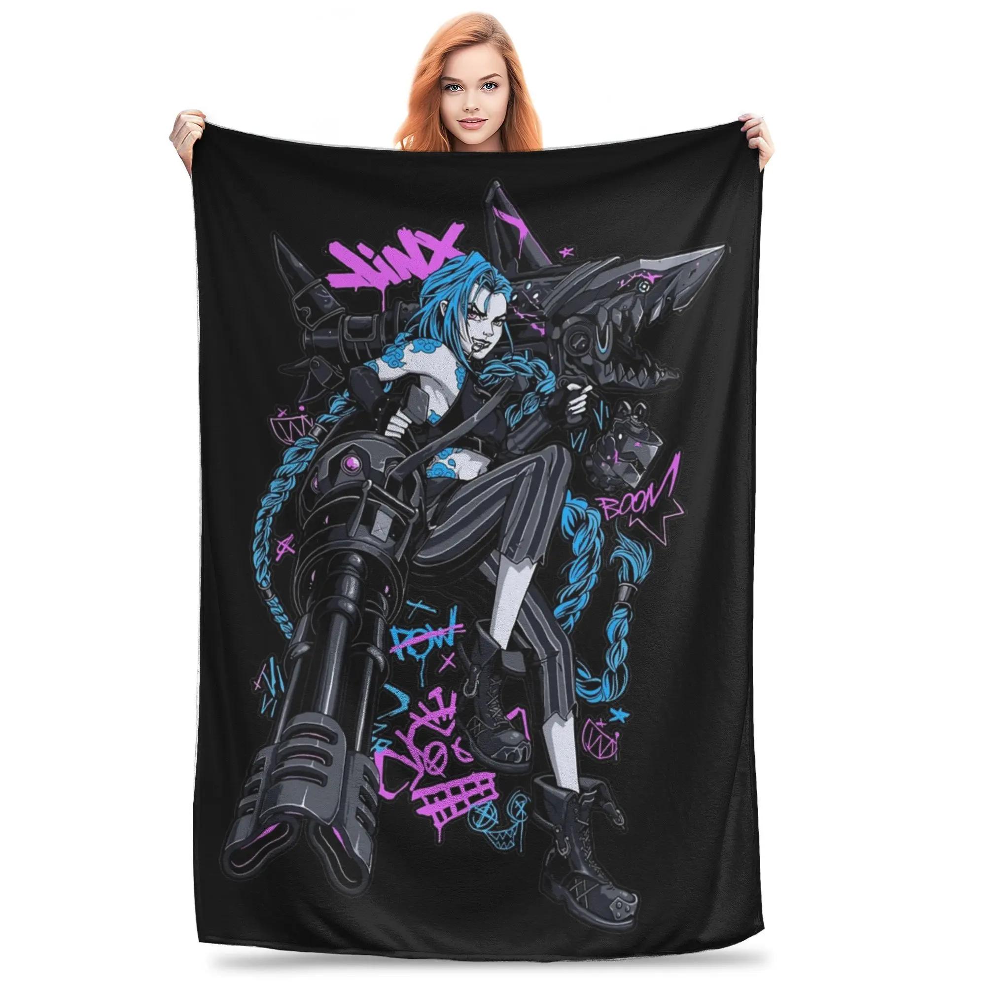 Jinx Arcane You Got Jinxed Blanket Flannel Decoration L-Leagues of Legend Game Ultra-Soft Throw Blanket for Bed Travel Quilt 130X150cm