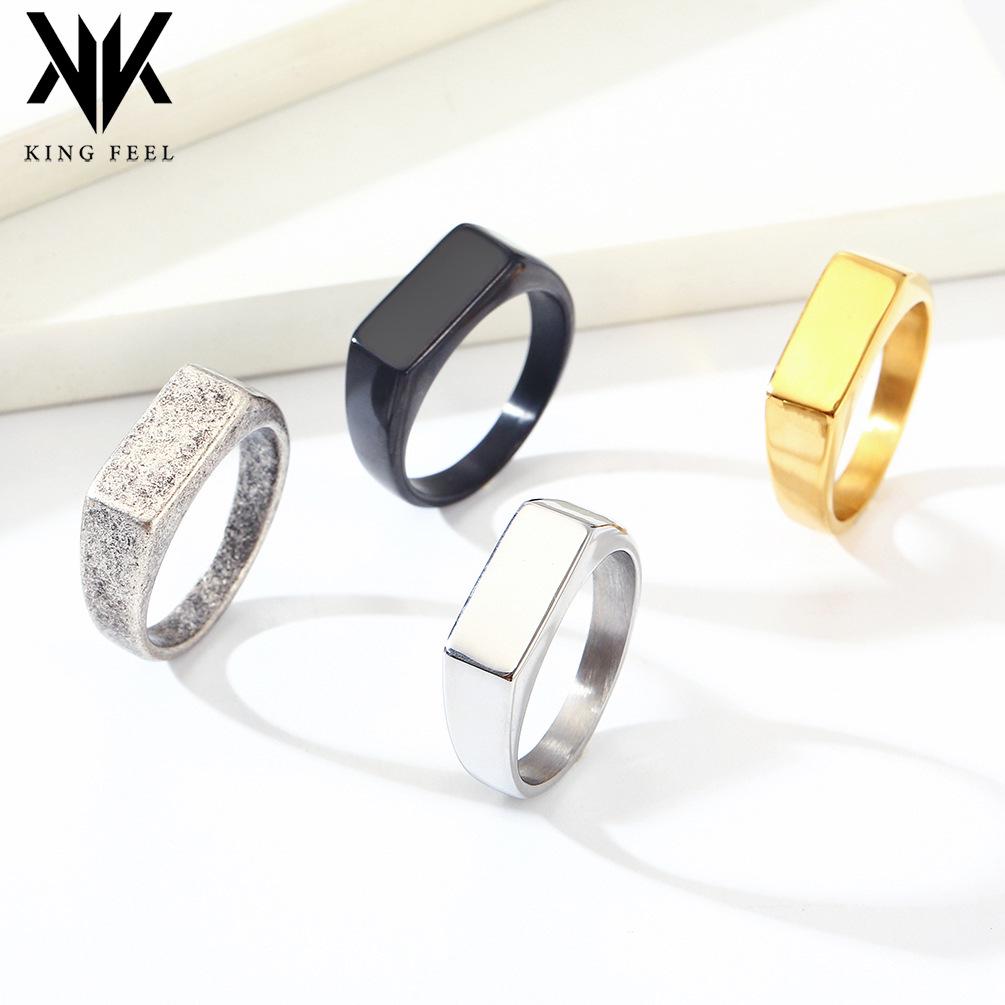 Minimalistický unisex signetový prsten z titanové oceli s hladkým kroužkem