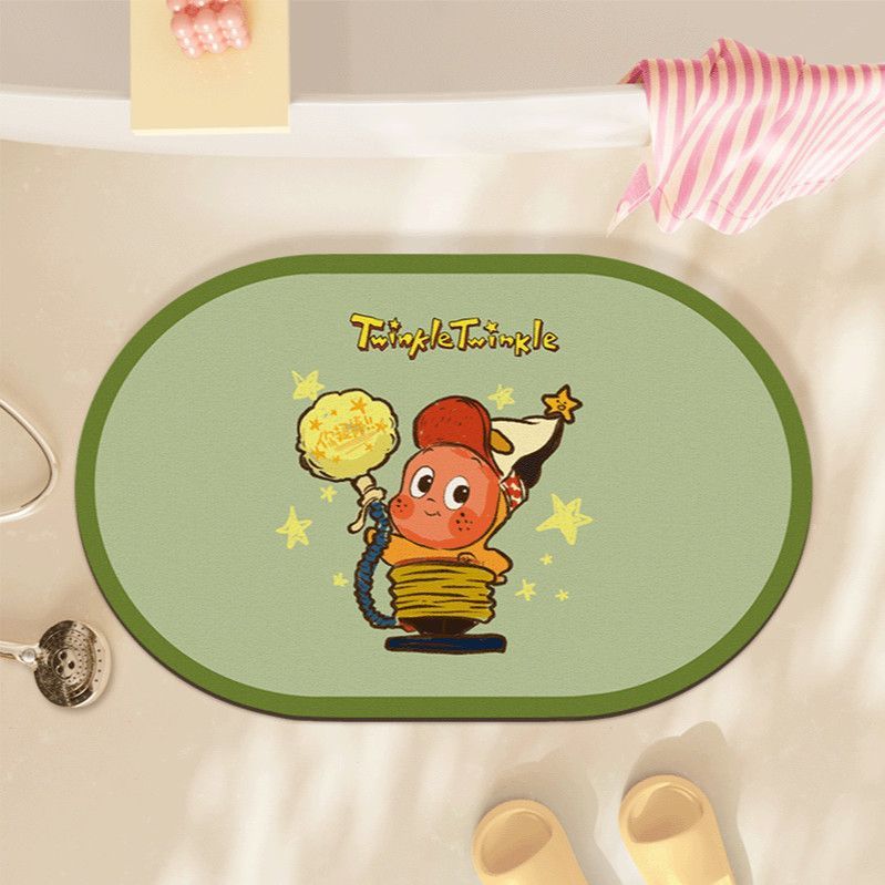 Cartoon niedliche Sternperson oval Badezimmerbodenmatte saugfähig Haushalt Kieselgur Toilette WC saugfähige Fußmatte 40x60cm15.7x23.6in