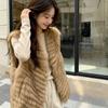 [Exquisite Daughter] Fox Fur V-neck New Fur Vest Women's Short Car Strip Mao Mao Jacket Autumn and Winter