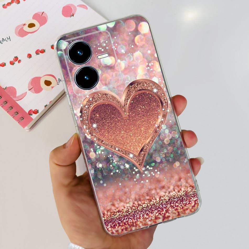 For Vivo Y22s Y22 Case VivoY22 Y 22 22S 4G 2022 V2206 V2207 Elegant Printing Soft Silicone Clear TPU Slim Phone Back Cover