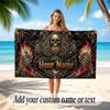 Skull Gothic Theme Quick Dry Beach Towel Custom Name Text Print Large Sand Resistant Towel Beach Vacation