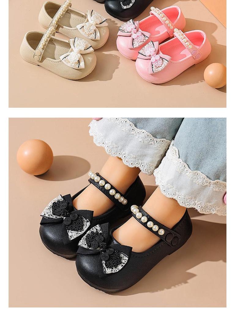 EVA Girls Princess Bow Loafers - Chinese Style, Soft Sole, Non-slip Shoes for Spring/Autumn