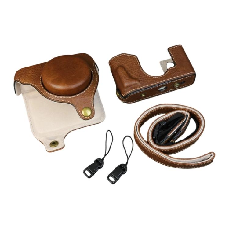 

Universal Leather Camera Body Case With Contoured Grip And Seamlessly Functional for X Half Film Cameras темно-коричневого