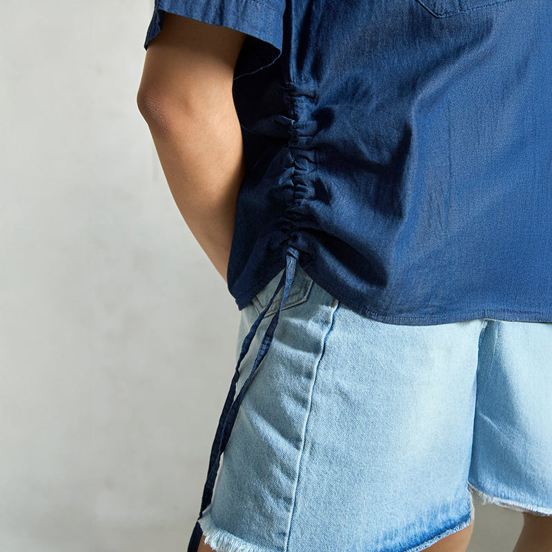 Virgio Women Regular Length Short Box Fit Collar Neck Shirt