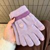 Candy Color Winter Warm Gloves Heart Embroidery Fuzzy Cold Proof Gloves  For Women