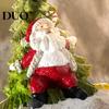 Outdoor Solar Christmas Decorations Garden Light, Santa Tree Resin Yard Stake Decor with Auto Sensor LED Landscape Warm Glow, Waterproof Lawn Lamp for