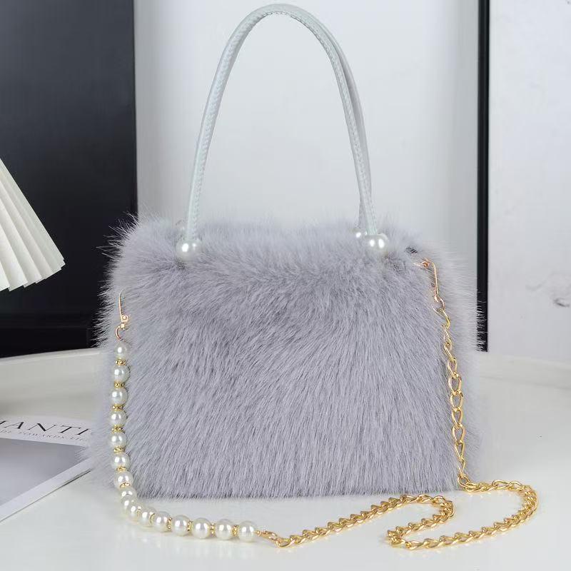 Geantă de mână pufoasă cu perle - Geantă crossbody de damă la modă primăvară/vară 2025