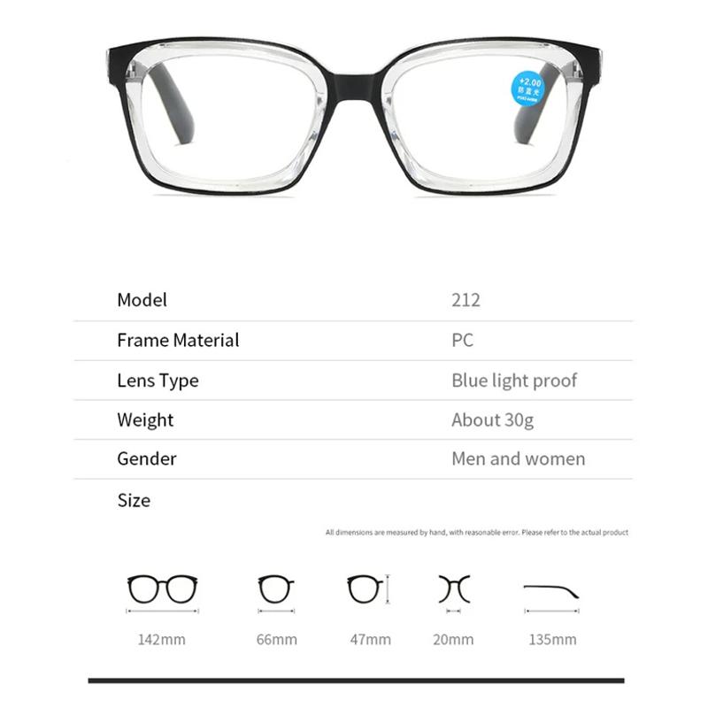 New Retro Large Frame Presbyopia Glasses Spring Leg Men and Women Anti-blue Light HD Reading Glasses Eye Protection