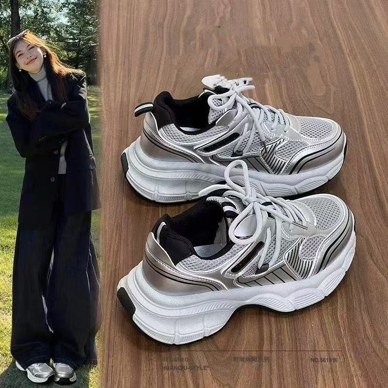 Damen Plateausneaker Herbst Neu Höhensteigerung Outdoor Rutschfest Freizeitschuhe Schnürung Atmungsaktiv Komfort Vulkanisierte Schuhe