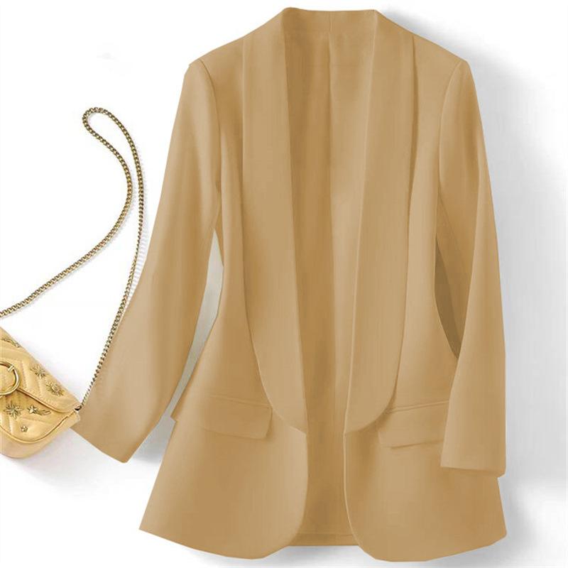 Spring and Autumn Hot Style Commuting Solid Color Collar Long Sleeve Coat for Women