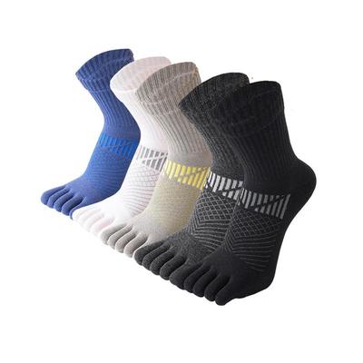 Autumn-Winter Five-Toe Sports Socks - Sweat-Absorbent, Breathable, Thick Pure Cotton, Anti-Odor, Mid-Calf Length