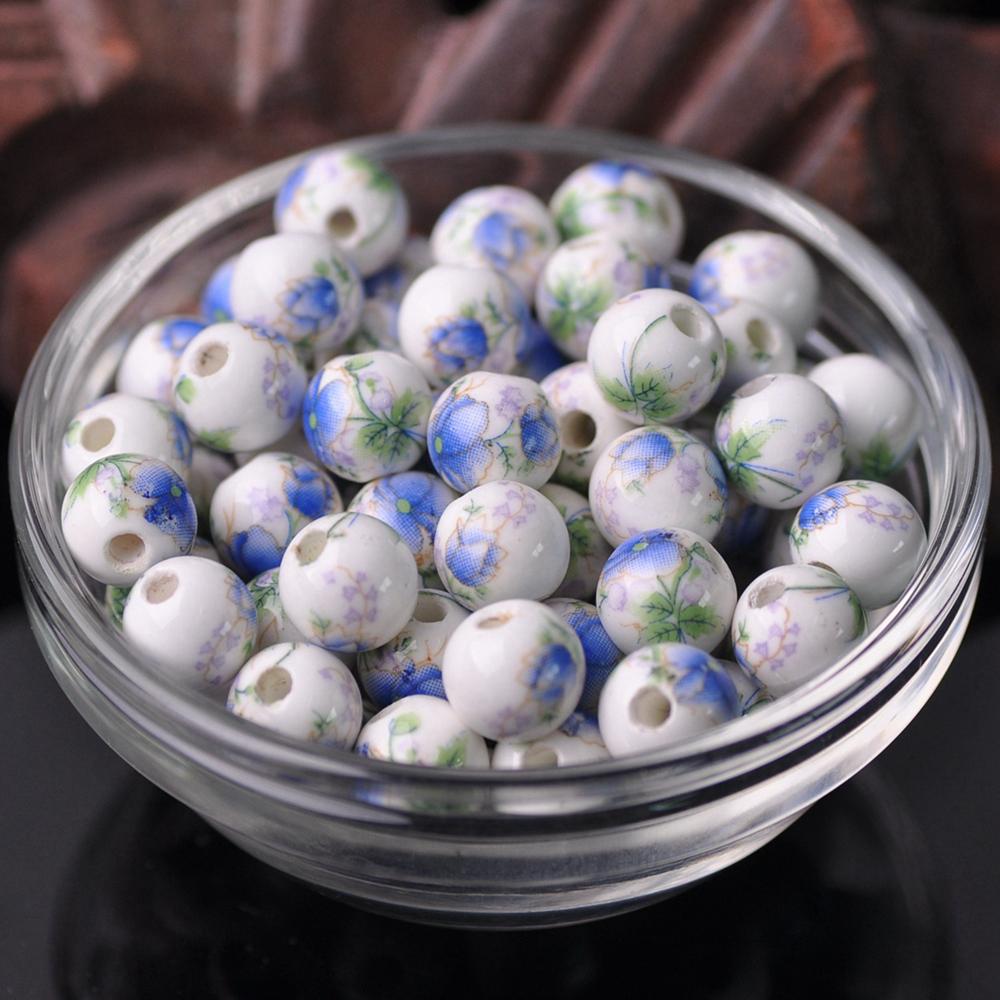

20 шт. Круглые бусины-разделители из керамического фарфора с цветочными узорами, 10 мм, 12 мм, лот для DIY поделок, браслетов, аксессуары для изготовления ювелирных изделий 10mm-20pcs