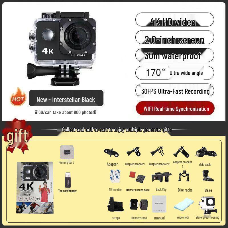 4K Waterproof 360° Panoramic Action Camera for Motorcycle & Fishing