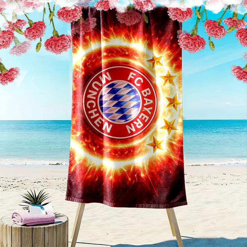 FC Bayern München Print Beach Towel, Large Soft Quick Dry Towel for Beach Camping Swimming