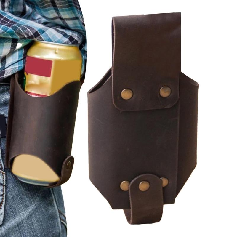 Biergürtel Halter Bier Holster PU Leder Bierdose Getränkehalter Getränke Hüfttasche für Bierflasche Picknicks Strand Grillpartys