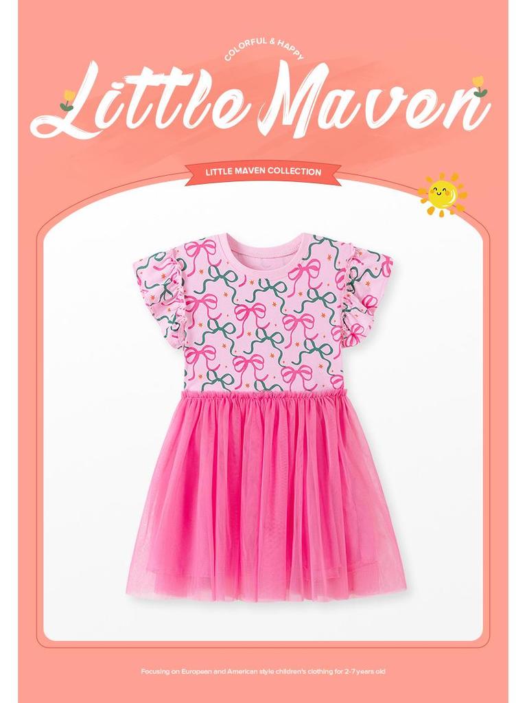 Little Maven Sommer-Netz-Mädchenkleid im europäischen und amerikanischen Stil