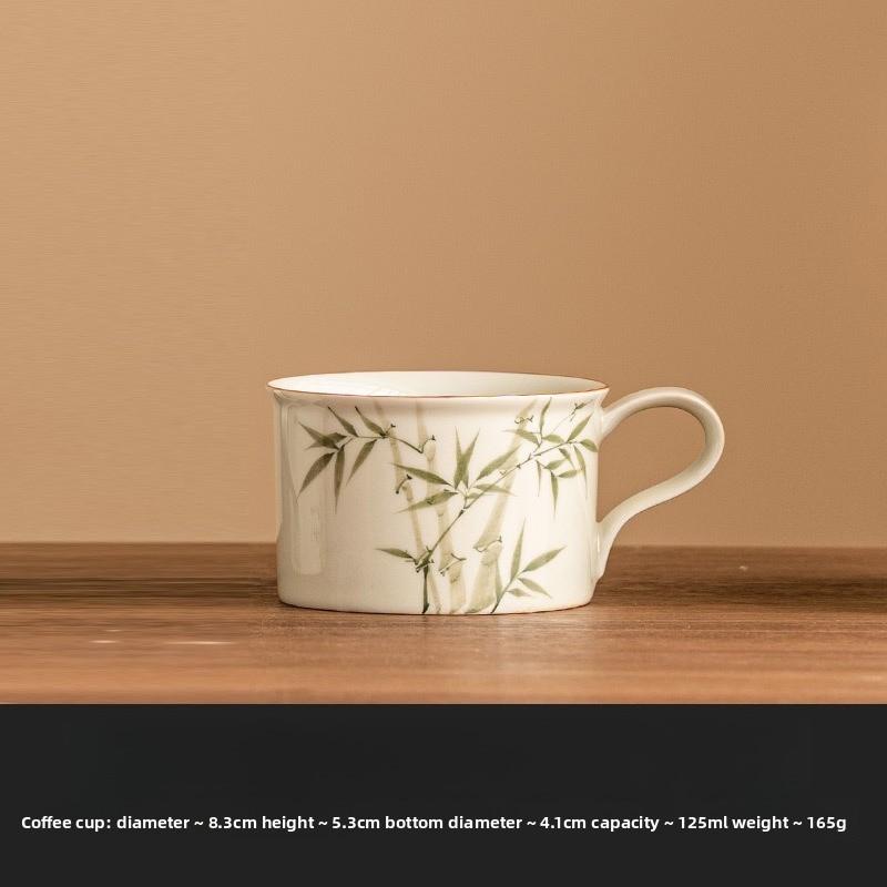 

Hand Painted Bamboo Coffee Mug Elegant Ceramic Cup New Chinese Style Tea Cup Office Home Latte Mug 101-200ml