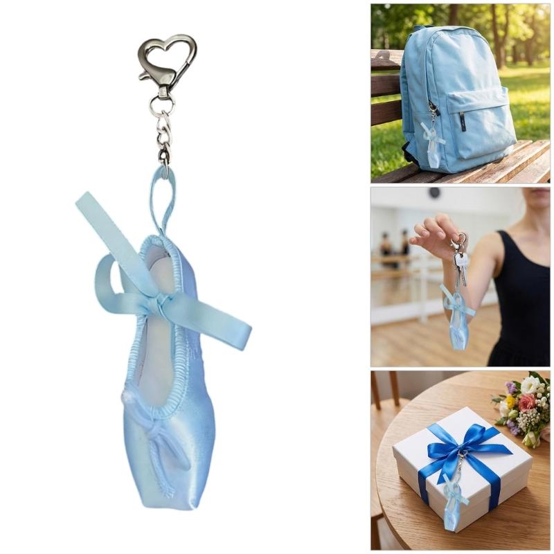 Handcrafted Mini Ballet Shoe Keychain Creative Ribbon Wallet Hanging Ornament for Artistic Decoration Daily Item