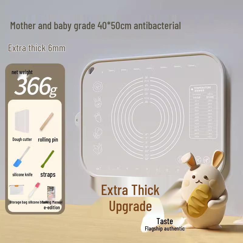 Food Grade Thickened Silicone Kneading and Rolling Mat, Non-Slip Cutting Board for Dumplings and Dough.