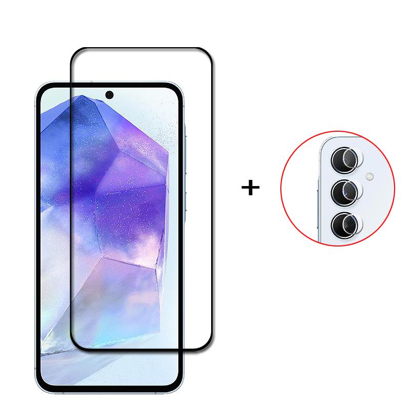 Full Cover Glass for Samsung Galaxy A55 Tempered Glass Samsung Galaxy A55 Screen Protector HD Phone Lens Film Samsung Galaxy A55