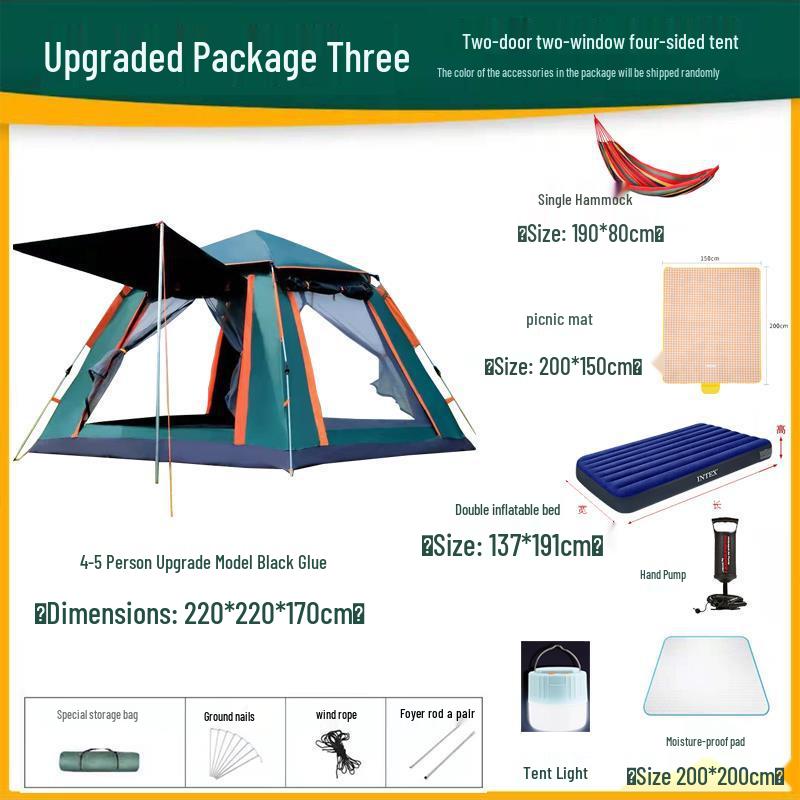 Thickened Automatic Folding Tent: Portable, Quick-Open, Rain & UV Protection for Camping & Beach.