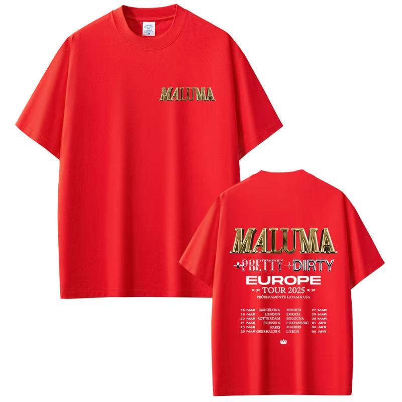 Rapper Maluma Pretty Dirty Europet Tour 2025 T-Shirt Unisex Damenmode Vintage Oversized T-Shirts Unisex Hip Hop Rap Streetwear