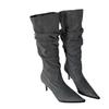 2025 autumn and winter pointed head tall tube wrinkled piled boots fine heel denim high heel but knee boots women