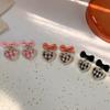 Cute Korean Hanging Love Grid Pearl Heart Earrings for Women Girls Fashion 2024 Bowknot Earrings Trend Party Jewelry