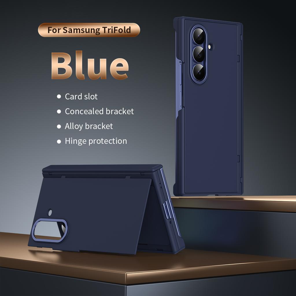For Samsung Z Trifold Case Invisible Insert Card Slot Hinge Protection Refreshing Touch Anti-Fingerprint Phone Stand Cover