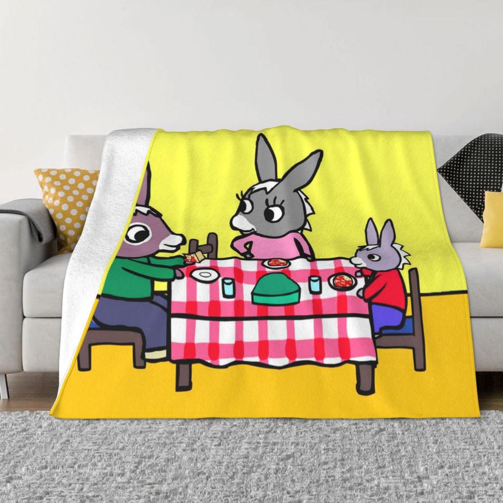 Flanelová deka Trotro Family Roztomilý kreslený kreativní přehoz na postel pro domácnost 150*125cm Přehozy