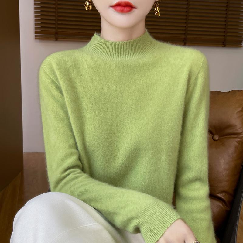 Women's Seamless Wool Sweater - Half-High Collar, Versatile Knit Base Layer, Fashionable and Warm for Autumn/Winter, New Arrival