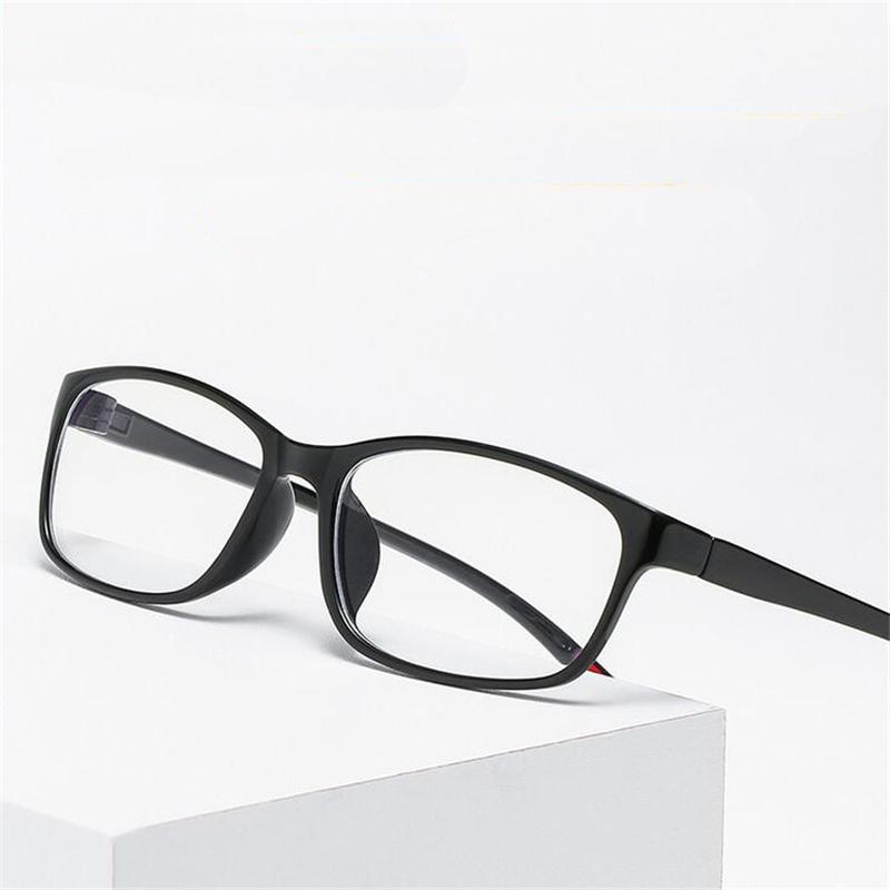 Anti-Blue Light Square Nearsighted Glasses Women Men Black Red Frame Prescription Eyeglasses Diopter 0 -0.5 -0.75 To -6.0