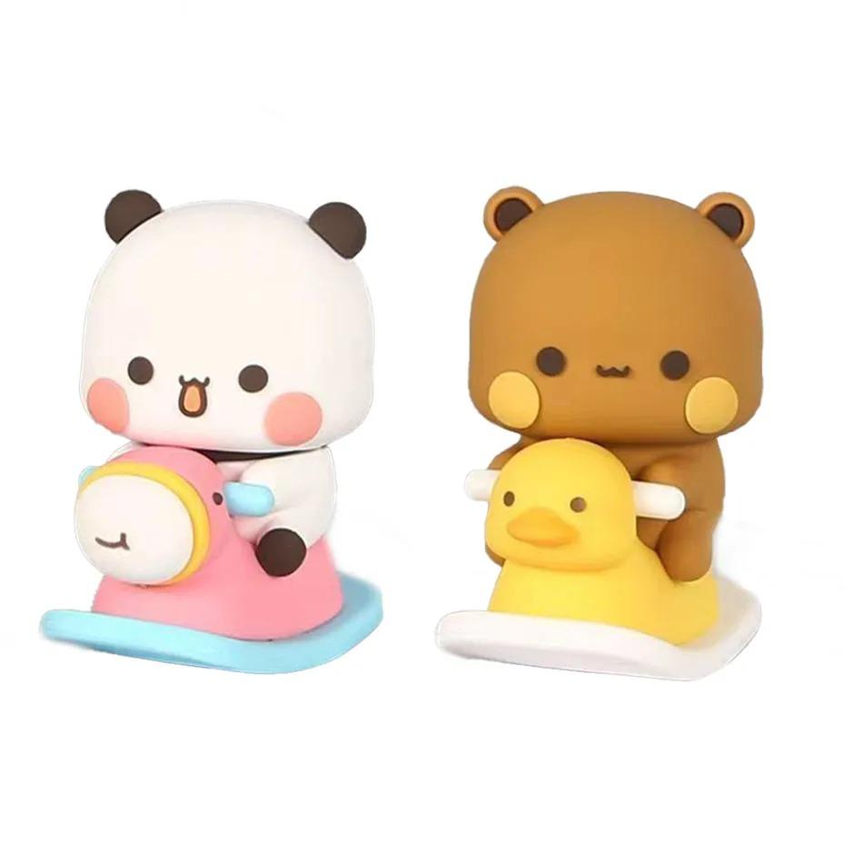 /Cute Kawaii Bubu Dudu Panda Bear Figure Cartoon Exciting Bear Miniatures Collectible Animal Toy Doll Ornament Home Derocation..