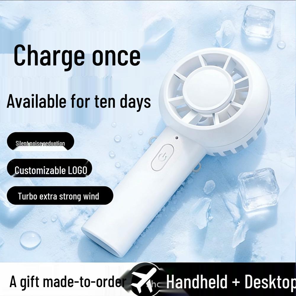 

Rechargeable Mini Handheld Fan - Portable, Large Capacity, Desktop-Compatible. 46x66x156mm белый