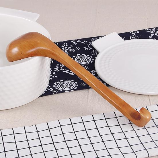 Wooden Soup Ladle Long Handle Hot Pot Spoon Oil Scoop Kitchen Cooking Utensil