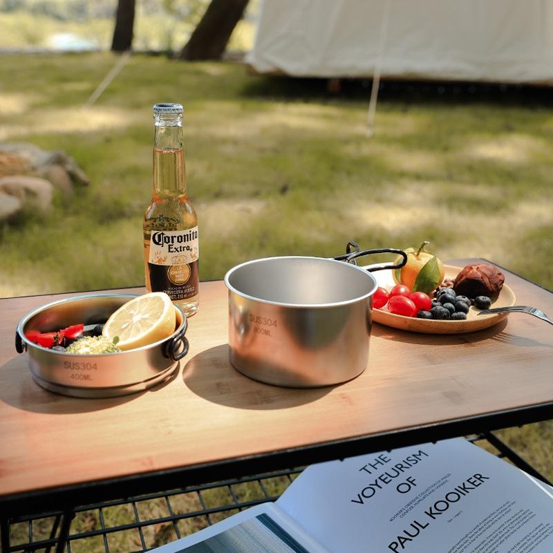 Outdoor Camping Cookware Set Customizable Logo Frying Pan Cooking Pot Water Cup Portable Tableware Stackable