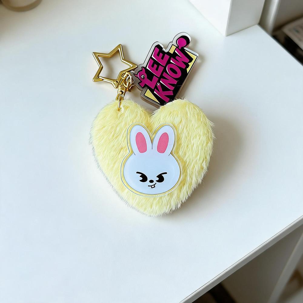 Stray Kids SKZOO Plush Heart Keychain Cute Animal Cartoon Character Pendant Bag Charm Soft Stuffed Key Ring Fan Support Merchandise Gift