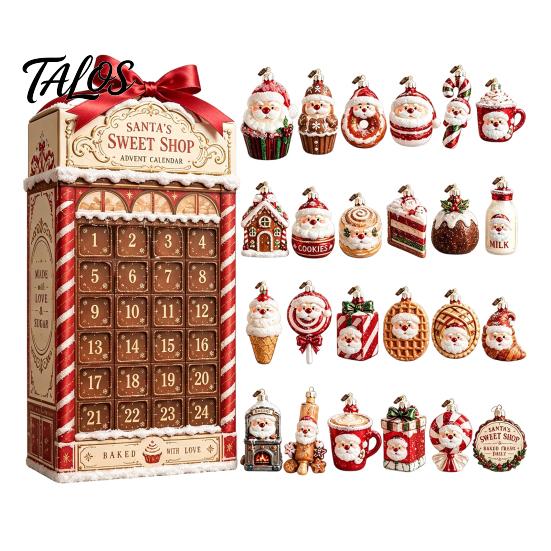 Weihnachts-Adventskalender 2024 2026 Nussknacker-Kalender, 24-teiliges Acryl-Schmuckset mit klassischer festlicher Dekoration für Zuhause Soldatenfiguren,