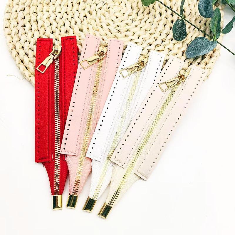 15cm Metal Zippers 5cm Wide PU Gold Close-end Wear Resistant for Handbag Shoulder Bag DIY Sewing Leather Craft Accessories