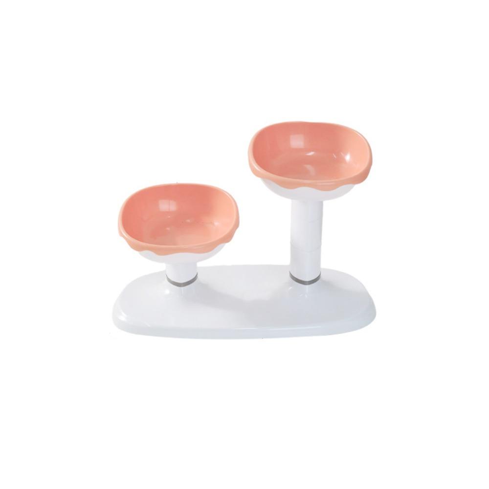 

Large Capacity Cat High Foot Bowl Double Bowl Dog Food Feeding Basin Pet Bowl Kitten Puppy розовый