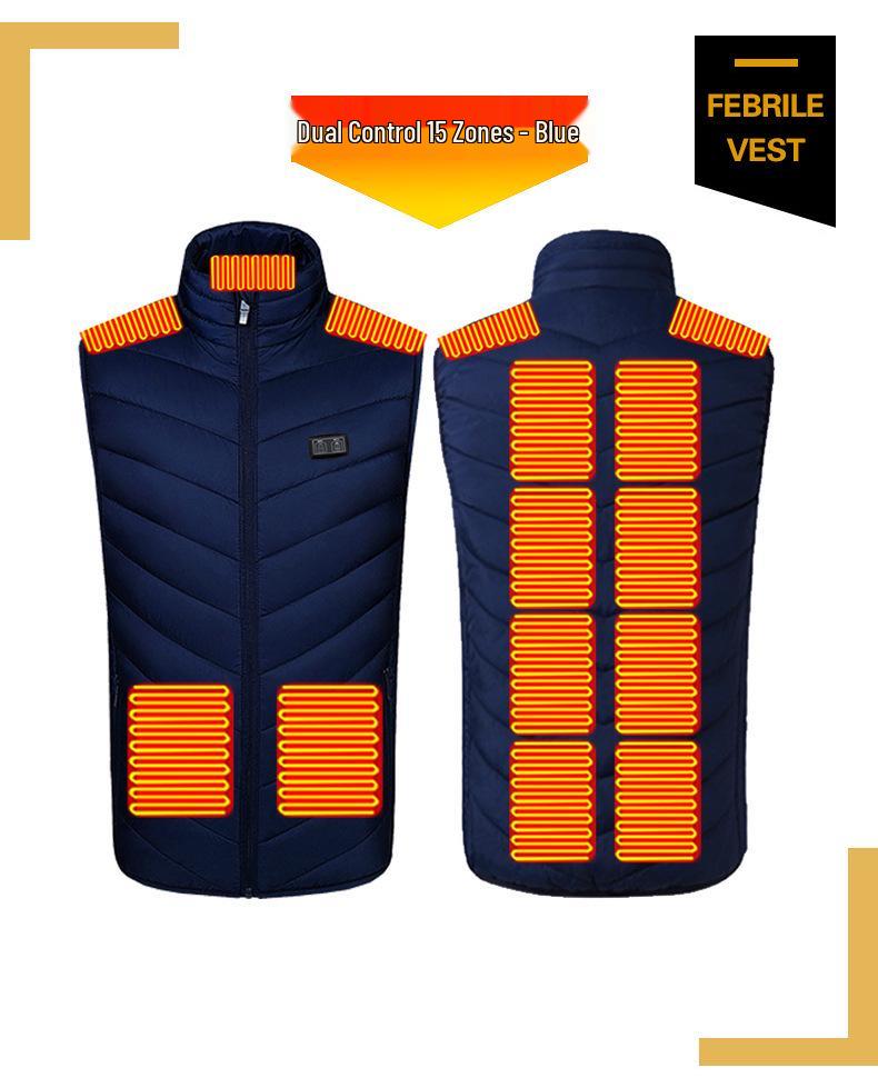 Men's Smart USB Heated Vest - Multi-Zone, Safe Electric Heating, Stand-Up Collar, Constant Temperature