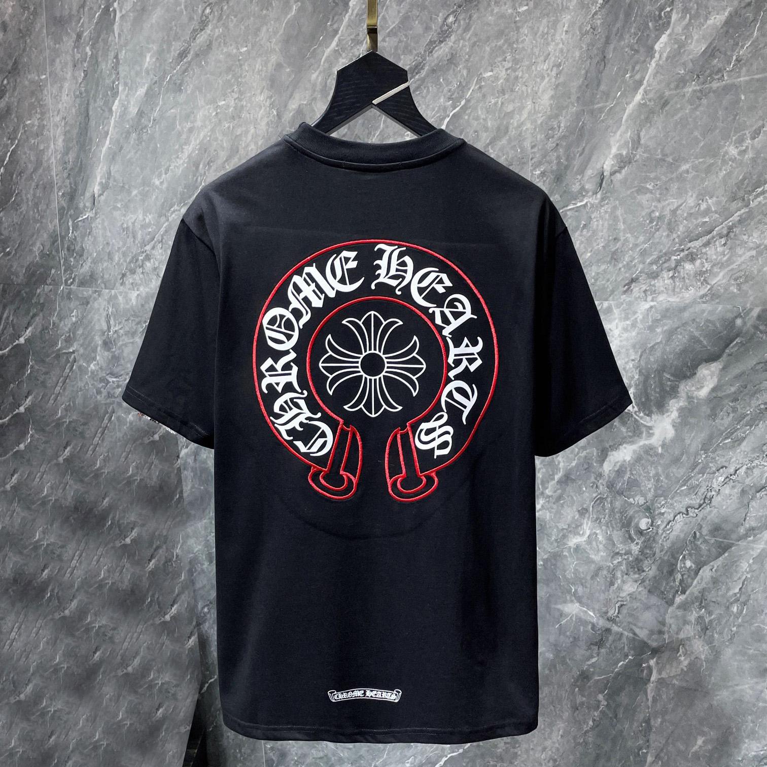 

8241 CHROME HEARTS 2026 Літо Нова Високоякісна Бавовняна Круглий Виріз Вільна Великий Розмір Чоловіча та Жіноча Футболка Футболка для Пари S чорний