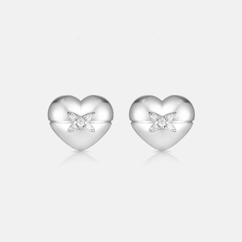 METROCITY JEWELRY Cuore Sterling Silver White Earrings A241SE0034WPA