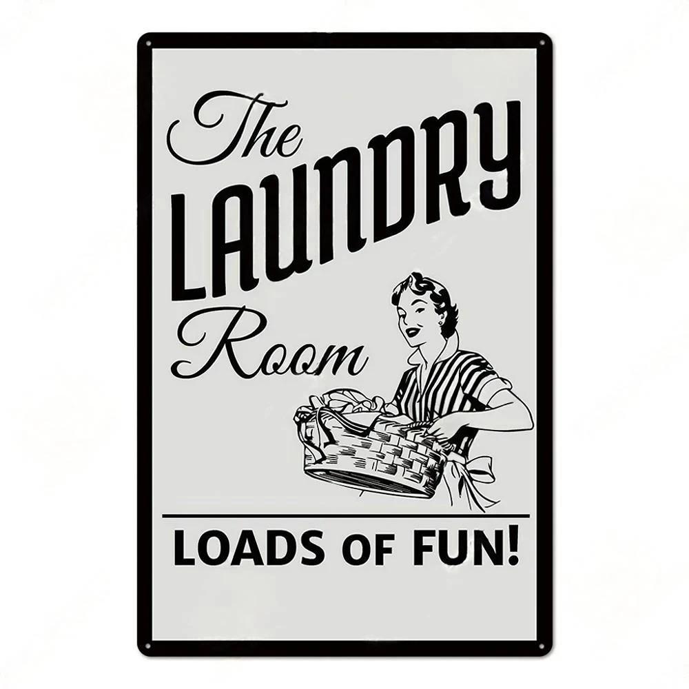 Laundry Vintage Metal Posters Tin Signs Decor Funny Metal Plaque Pin Up Girl Home Wall Art Painting