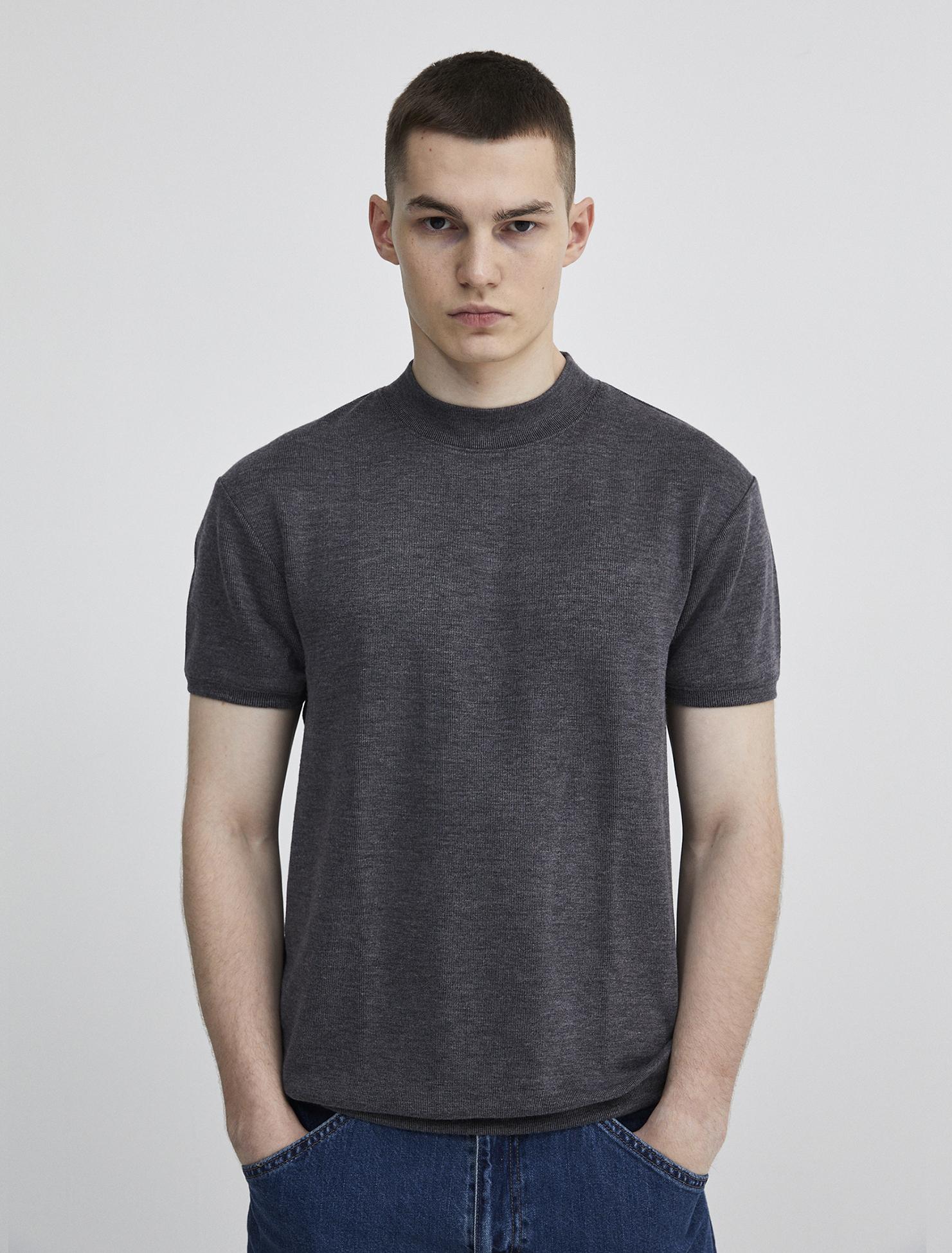 Audio Knit Athleisure Fit Mock Neck Short Sleeve (Gray) Gray/M