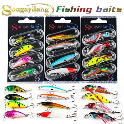 Minnow Fishing Baits 4pcs Artificial Hard Bait Topwater Floating Popper Lure Bass Crankbait Tackle