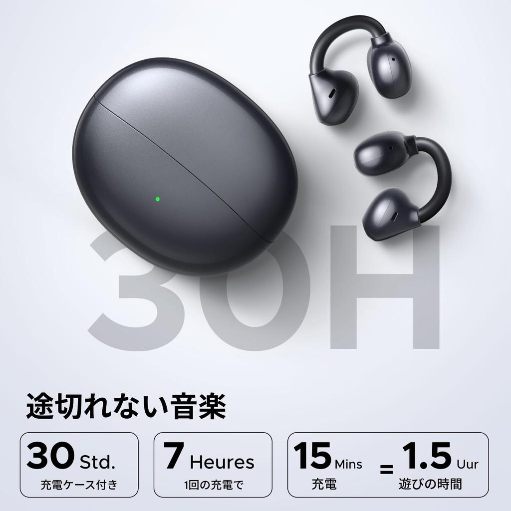 ClipBuds Bluetooth Braccialetti Auricolari Tecnologia di Cancellazione del Rumore Driver in Titanio da 12 mm 30 Ore di Riproduzione Totale 4 Microfoni Impermeabili IPX5 Rumore Chiamate AI