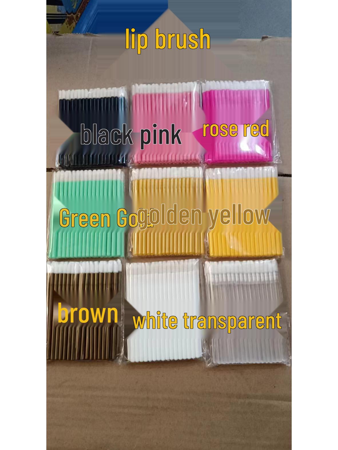 

Portable Disposable Lip Brush Wand - Flocked Lipstick and Gloss Applicator Rose Red Disposable Lip Brush